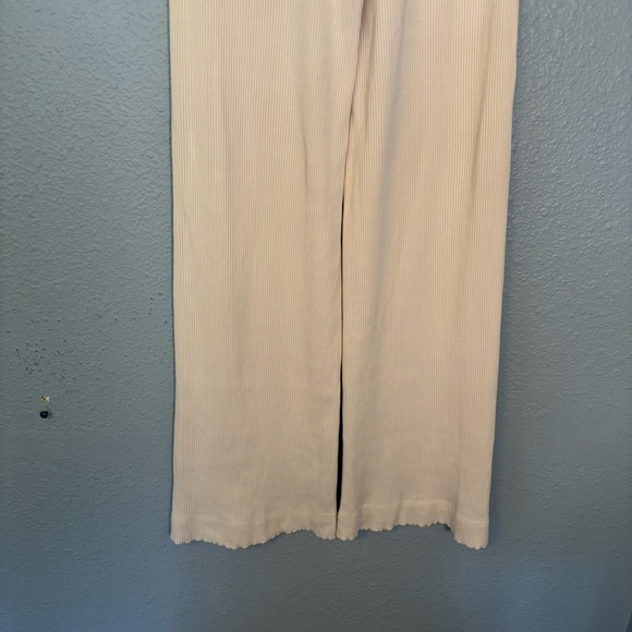 & Other Stories Women Cream Ribbed Flare Elastic Waist Pants XS Preppy Stretch - Picture 9 of 9